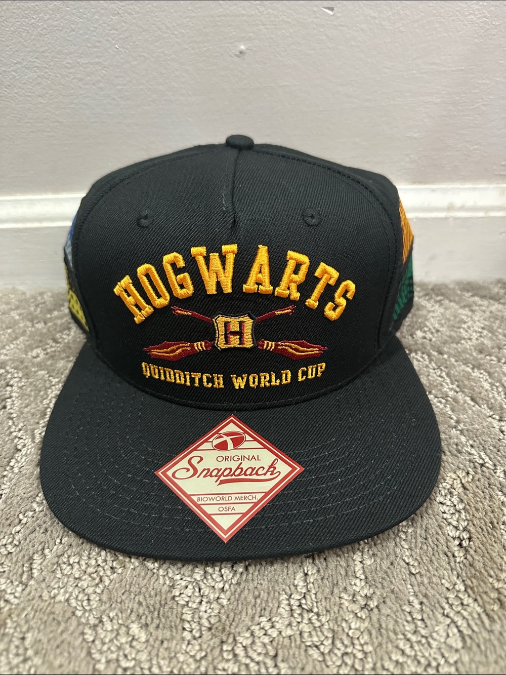 Hot Topic Black Hat with Yellow Embroidery